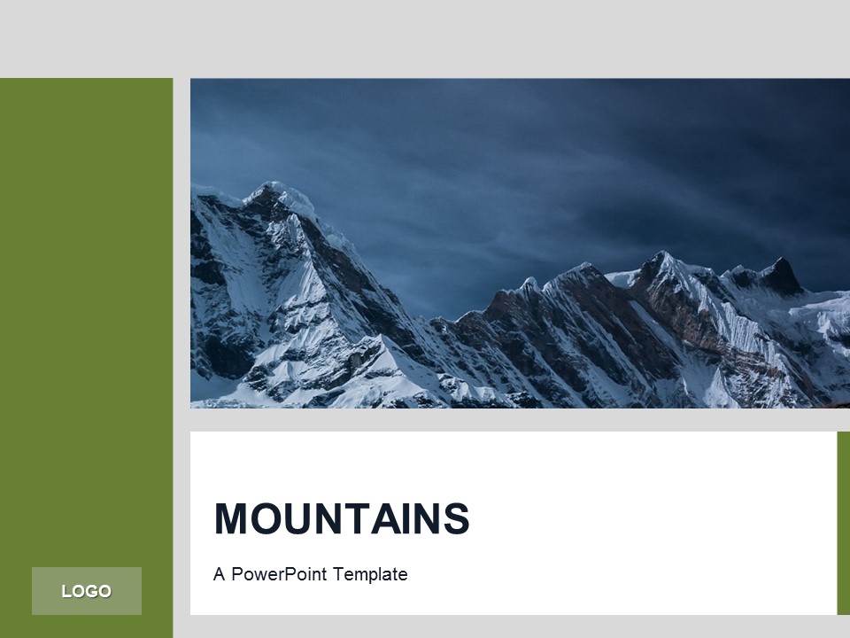 Free Green PowerPoint Template Mountains