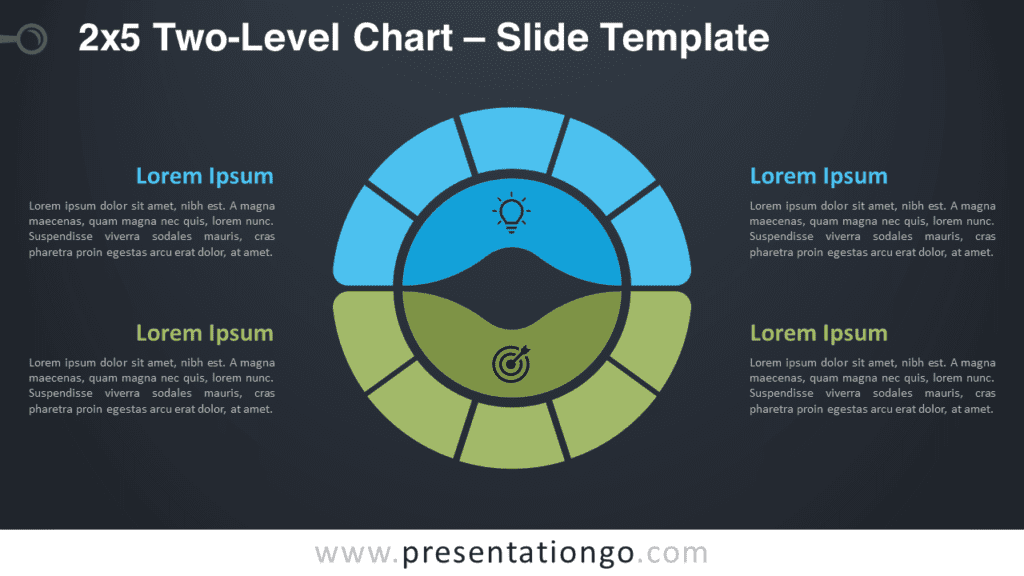 Free 2x5 Two-Level Chart Diagram for PowerPoint and Google Slides