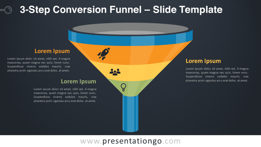 Free 3-Step Conversion Funnel Graphics for PowerPoint and Google Slides