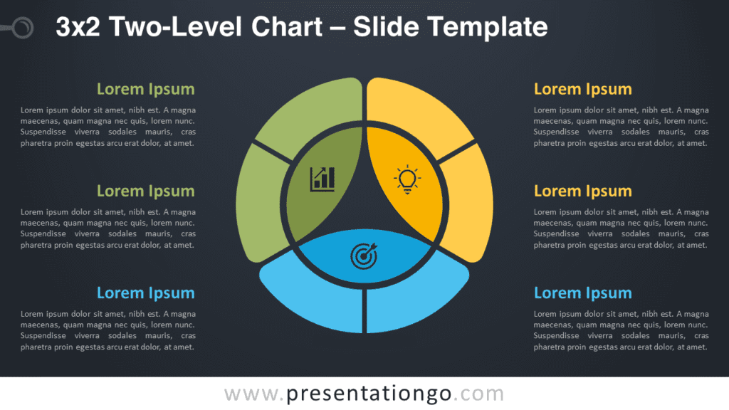 Free 3x2 Two-Level Chart Diagram for PowerPoint and Google Slides