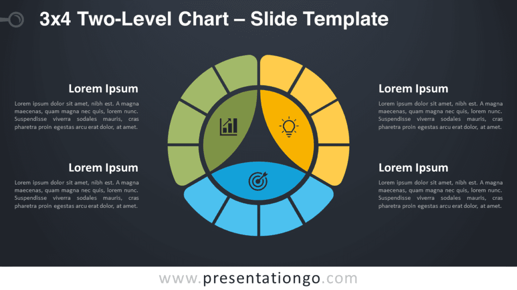 Free 3x4 Two-Level Chart Diagram for PowerPoint and Google Slides