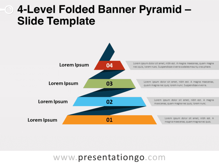 Free 4-Level Folded Banner Pyramid for PowerPoint