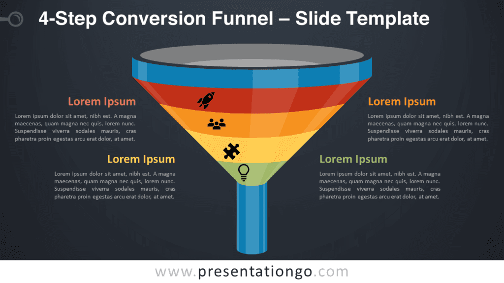 Free 4-Step Conversion Funnel Graphics for PowerPoint and Google Slides