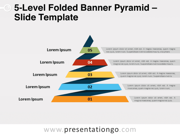 Free 5-Level Folded Banner Pyramid for PowerPoint
