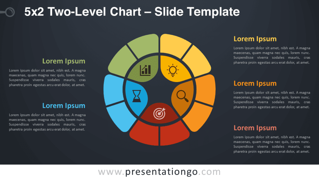 Free 5x2 Two-Level Chart Diagram for PowerPoint and Google Slides