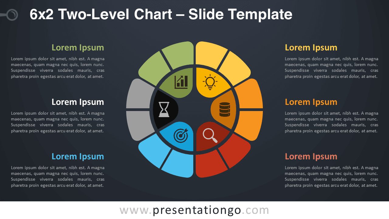 Free 6x2 Two-Level Chart Diagram for PowerPoint and Google Slides