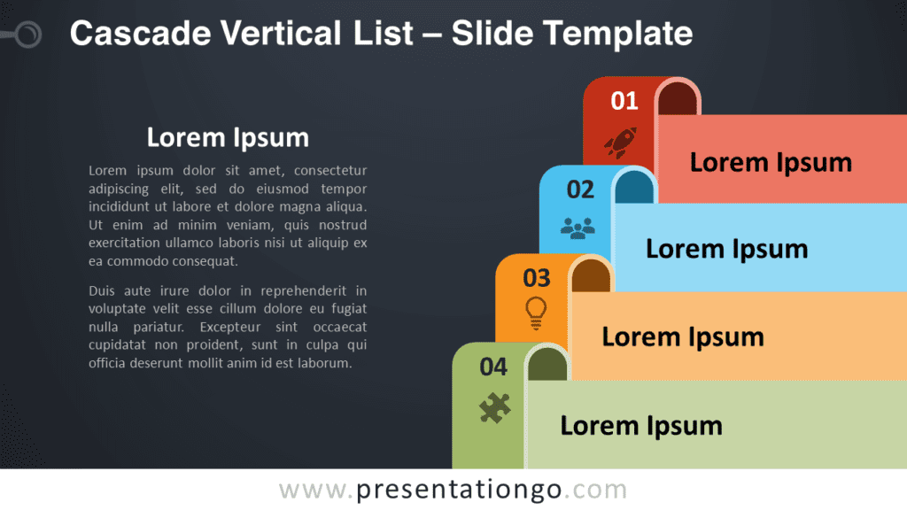 Free Cascade Vertical List Graphics for PowerPoint and Google Slides