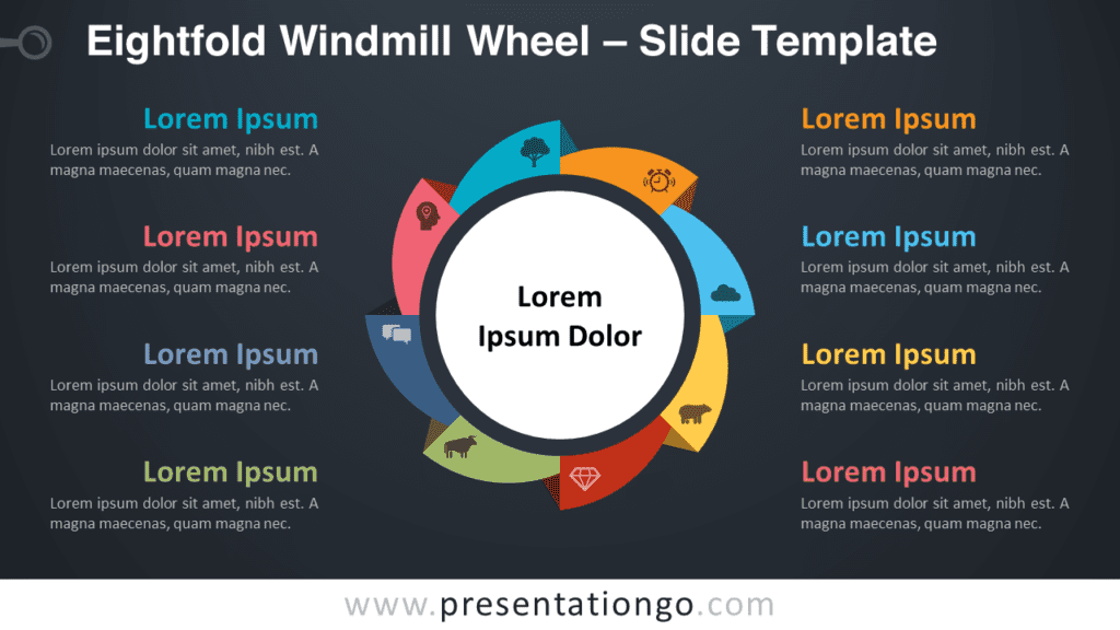 Free Eightfold Windmill Wheel Diagram for PowerPoint and Google Slides