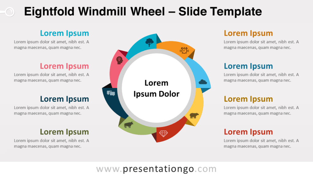 Free Eightfold Windmill Wheel for PowerPoint and Google Slides