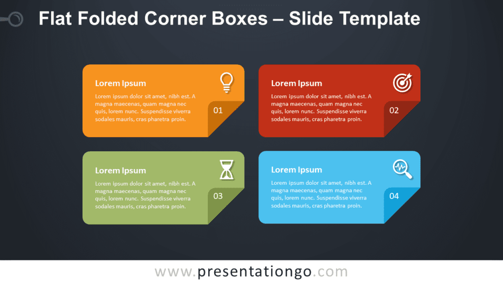 Free Flat Folded Corner Boxes Graphic for PowerPoint and Google Slides