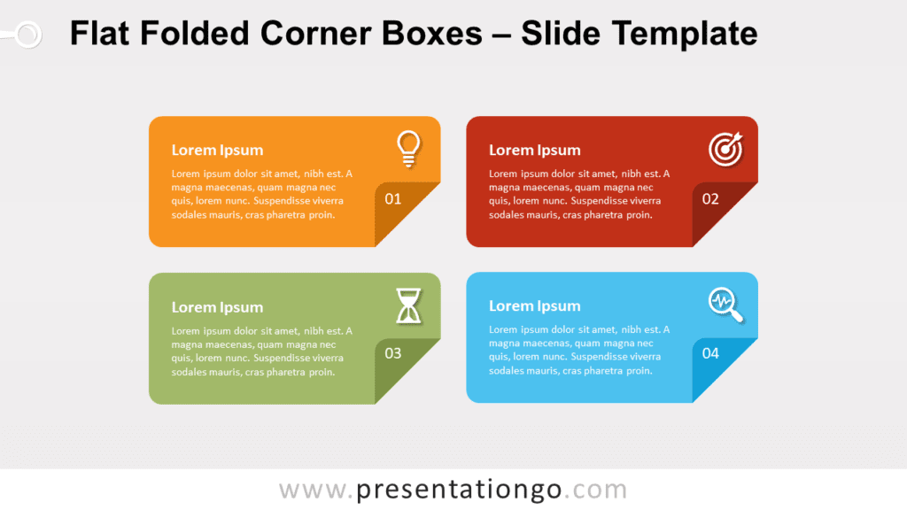 Free Flat Folded Corner Boxes for PowerPoint and Google Slides