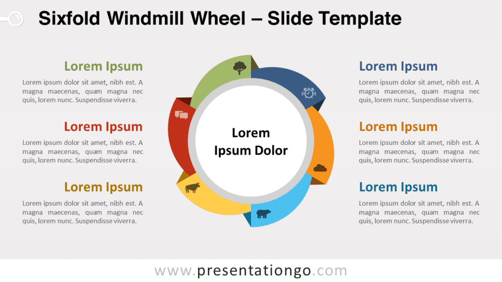 Free Sixfold Windmill Wheel for PowerPoint and Google Slides
