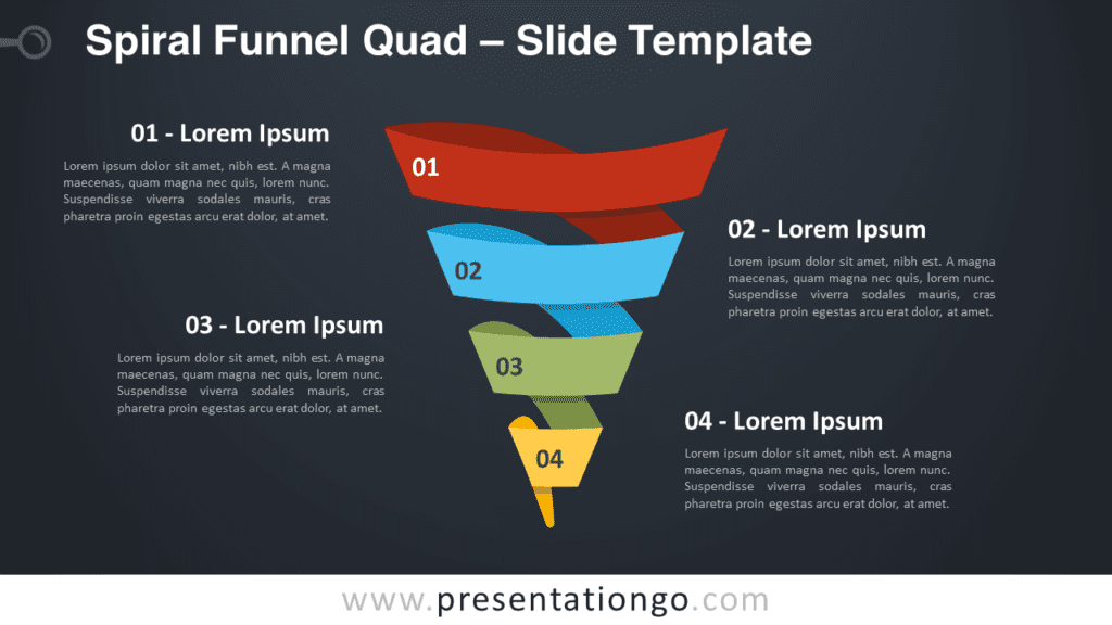 Free Spiral Funnel Quad Graphics for PowerPoint and Google Slides