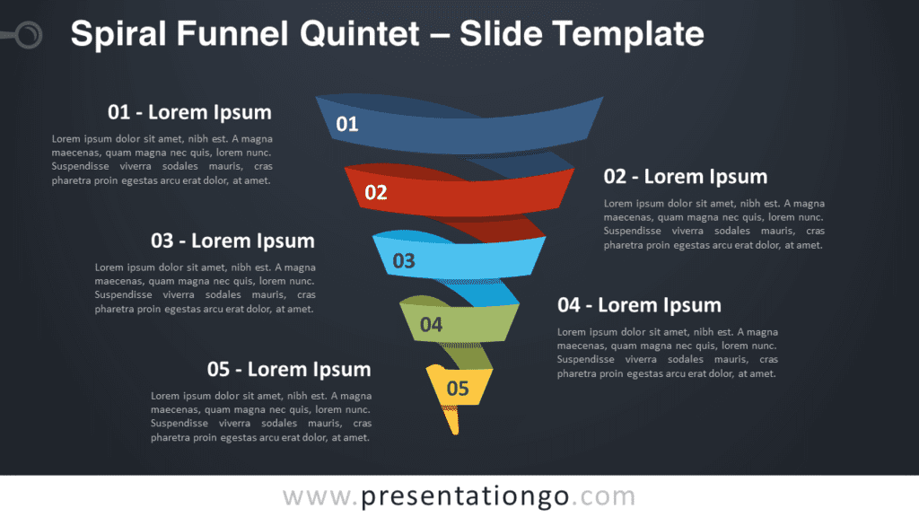 Free Spiral Funnel Quintet Graphics for PowerPoint and Google Slides
