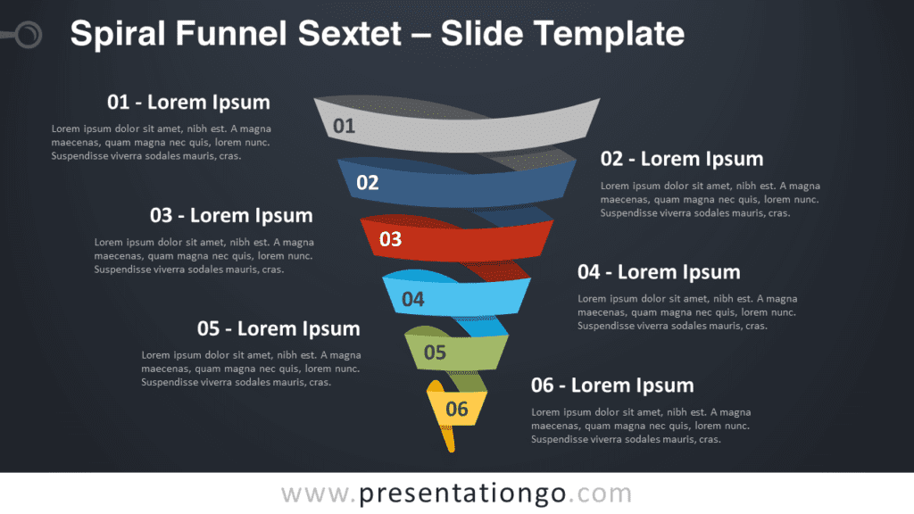 Free Spiral Funnel Sextet Graphics for PowerPoint and Google Slides