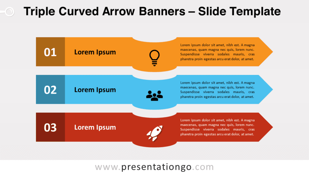Free Triple Curved Arrow Banners for PowerPoint and Google Slides