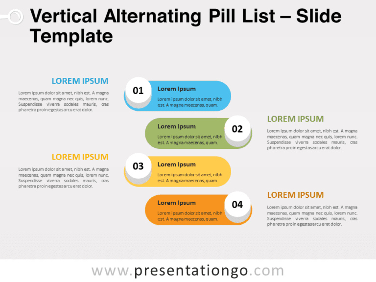 Free Vertical Alternating Pill List for PowerPoint